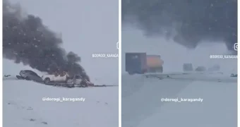 В сети появилось видео с места ДТП, в котором погиб известный карагандинский бизнесмен Петр Васильченко