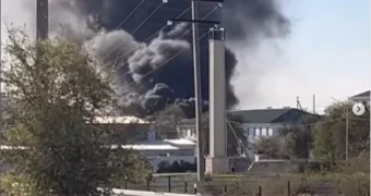 Пожар в Жанаозене попал на видео