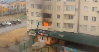 Пожар в квартире попал на видео в Актау