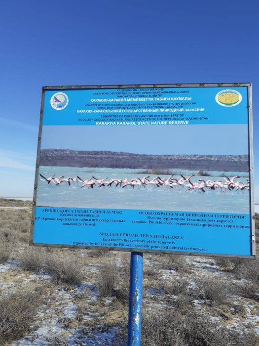 На озере Караколь установили стенды с информацией о запрете полётов  дронов