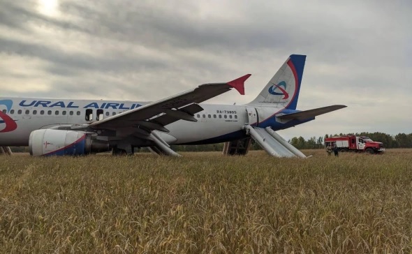 A Ural Airlines plane landed in a field in the Novosibirsk region