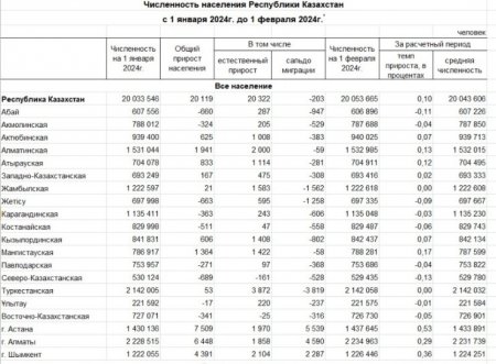 Названа численность населения Казахстана на 1 февраля